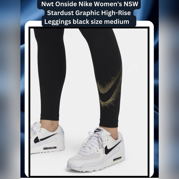 Nwt Onside Nike Women's NSW Stardust Graphic High-Rise Leggings Black Size M - Picture 5 of 9